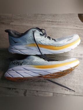 Hoka Performance Running Shoes in Light Blue & Yellow